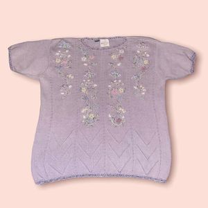 Vintage lilac "Bentley" floral sweater size L